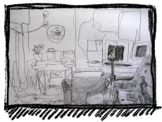 Sketch of lounge, Island Bay Wellington - Rox Flame